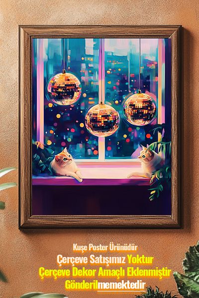 Taranist Poster - Disco Ball Cat Matisse Fauvism Poster colorat