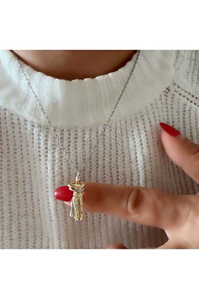 ACAR TAKI Çelik Birbirine Sarılan Çiftler Kolyesi 40 5 Cm Acr3032 (GÜMÜŞ RENK...