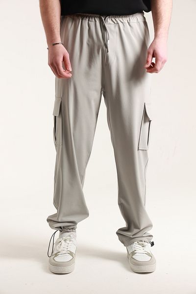 TKT Men's Baggy Style Parachute Fabric Pants with Commando Pockets and Adjustable Leg Clip