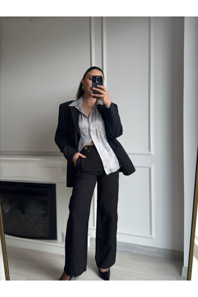 MSY KADIN SİYAH KUMAŞ PALAZZO PANTALON