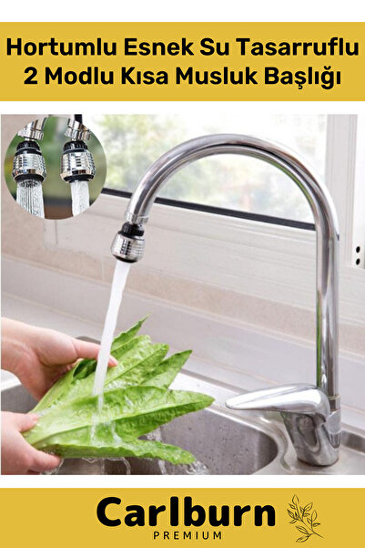 Carlburn Paslanmaz Mutfak Banyo Lavabo Dayanıklı 360° Dönebilen Su Tasarruflu 2 Modlu Kısa Musluk Başlığı