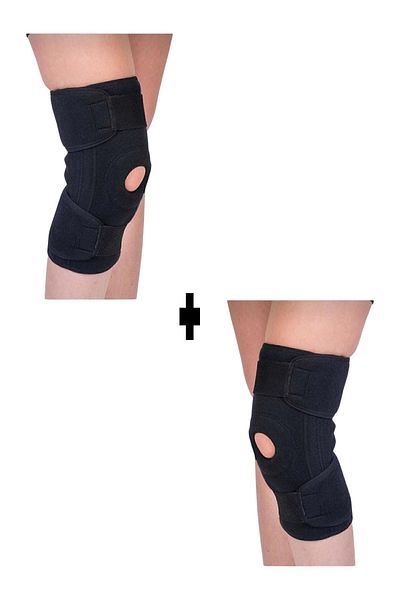 ARTUAL Black Neoprene Size Free Knee Brace - Medical Double Knee Corset Sports Knee Brace