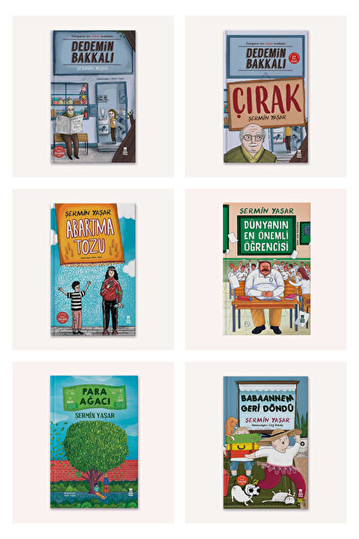 Taze Kitap Şermin yaşar 6 kitap set(Dedemin bakkalı ve çırak abartma tozu para ağacı dünyanın en önemli öğrenc)