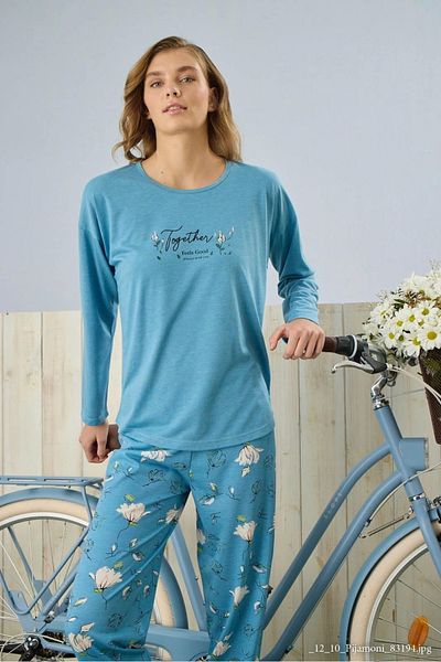 Pijamoni Set pijama albastră cu mânecă lungă Polyviscon - 7300