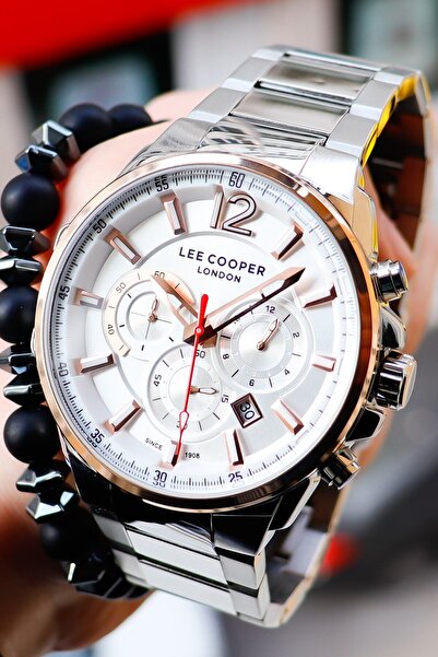 Lee Cooper Gümüş Rose Beyaz Kronometreli Takvimli Erkek Kol Saati Lc07067.530