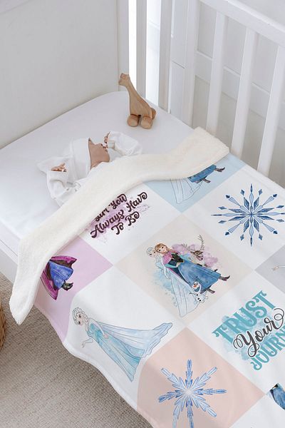 Tuğba Kuğu Plush Double Face Blanket (80X120) - Cartoon - Frozen Elsa And Anna Patchwork