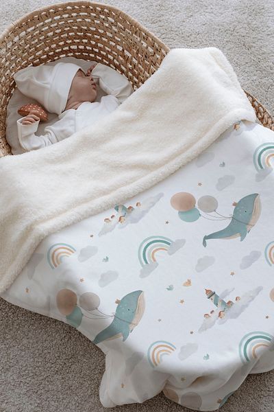 Tuğba Kuğu Plush Double Face Blanket (80X90) - Limited 21 - Whale's Dreams