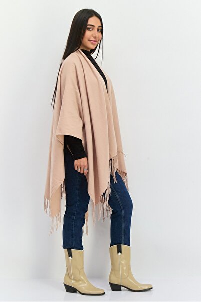 Adrienne Vittadini Women Plain Ruana Poncho, Tan