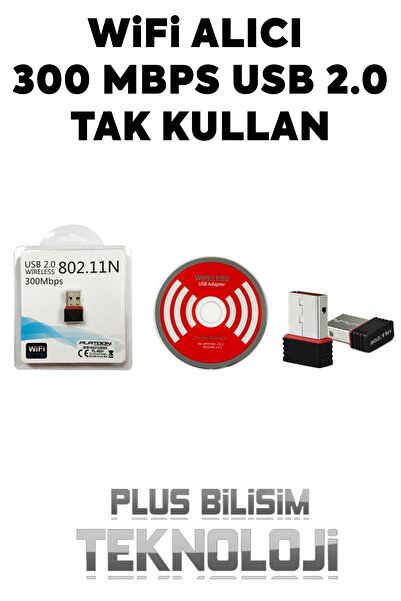 Plus Bilişim Platoon Pl-9331 300 Mbps Usb 2.0 Antensiz Wireless Adaptör, Alıcı Tak Kullan Wifi Alıcı Usb
