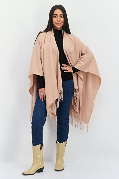 Adrienne Vittadini Women Plain Ruana Poncho, Tan