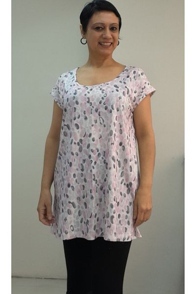 Mertcan Butik Coming Low Sleeve Combed Cotton Viscose T-Shirt with a Pink Print Whole Size