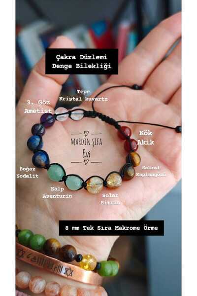 Doğaltaş Çakra Denge Makrome Örme Bileklik (8mm)