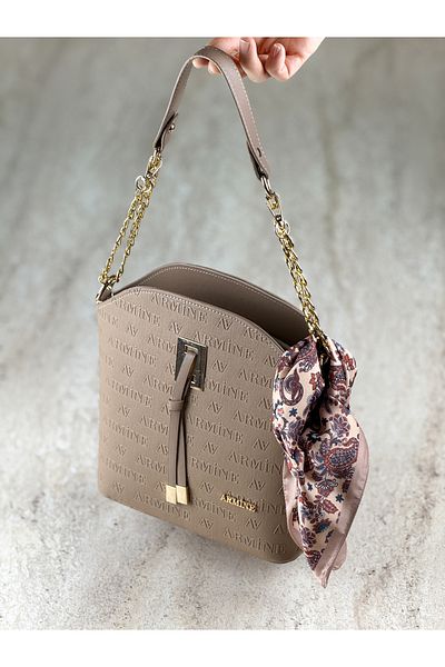 Armine Gold Chain Detailed Shoulder Bag + Scarf Gift