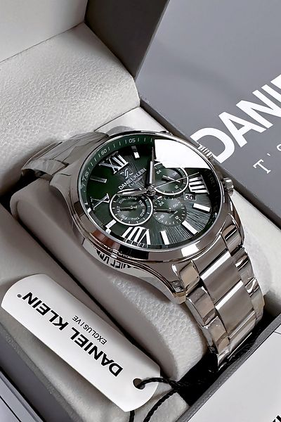 Daniel Klein Men's Silver Color Steel Watchband & Bracelet - 3 Atm Waterproof Dke2009C1