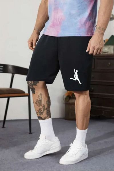 DEEPSENCE Pantaloni scurți și bermude pentru bărbați cu imprimeu slim fit negru - vară din bumbac