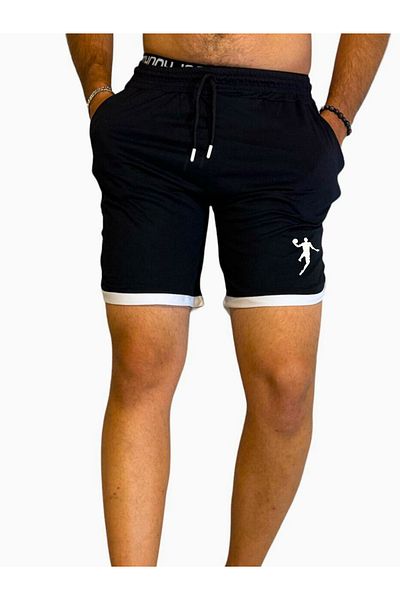 DEEPSENCE Μαύρο ανδρικό σορτς μπάσκετ ποδοσφαίρου Fitness Αθλητική Άσκηση Τρέξιμο