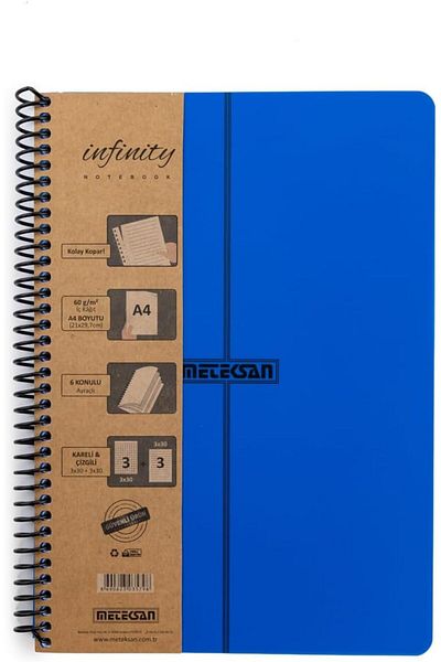 STOREMAX سلسلة SHSM Infinity الأساسية، مقاس A4، 6 مواضيع (3 مربعات، 3 خطوط) 180 ورقة بغطاء من البولي بروبيلين