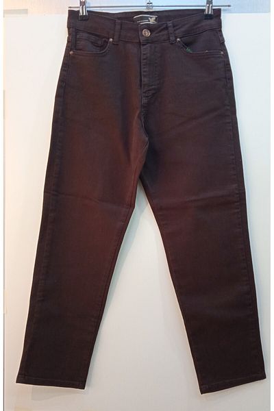 LA CARTE Mom Model High Waist Brown Cotton Trousers