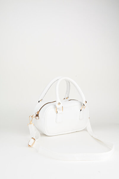 Vivaq Жіноча біла сумка Lale з підвіскою, деталі з лакованої шкіри, застібка-блискавка, ручка і ремінь через плече