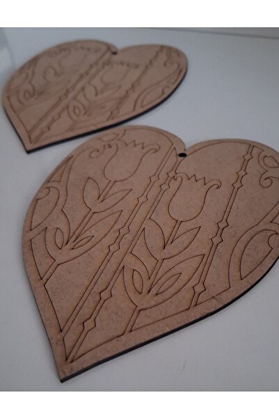 2 Pieces Heart Tulip Pattern Wood Painting Painting School Course Activity Activity Art Hobby Set