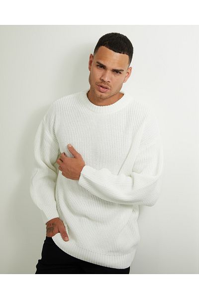elkumoda Double Layer Knitted Non-Pilling Cotton Knitwear Pullover Oversize Loose Crew Neck Sweater