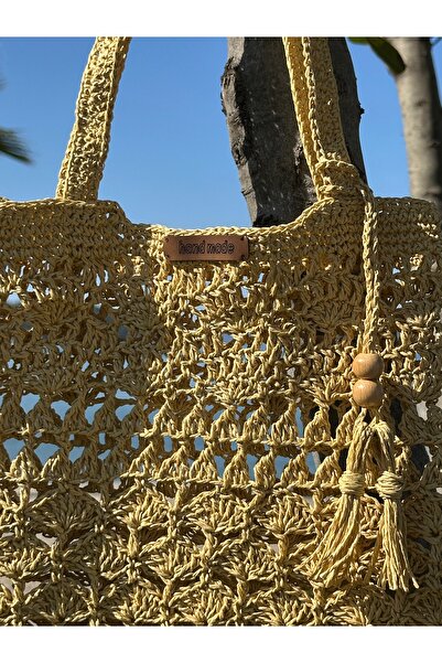 Azra Yazlık çanta / Kağıt ip El örgü çanta / Rafya çanta / Hasır çanta / Askılı Çanta / Bohem Çanta