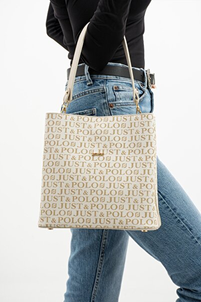 çantamgelsin حقيبة يد وكتف نسائية منقوشة باللون الأسود JUSTPOLO TYCET2117