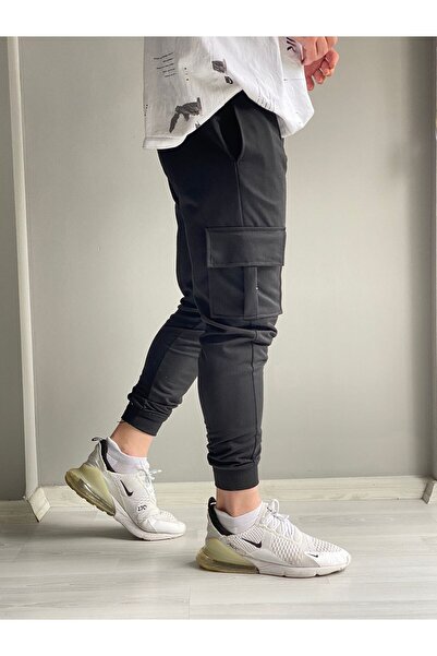 Relax family xf Μαύρο Slim Fit Jogger Sweatpants - Τσέπη Cargo, Skinny Leg