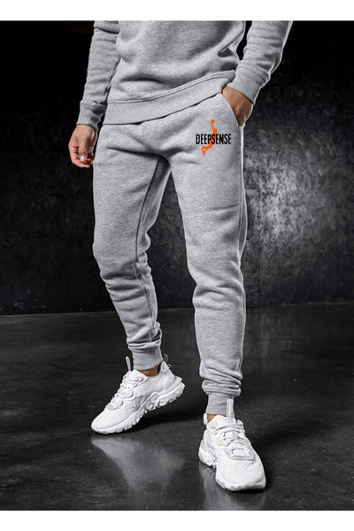 DEEPSENCE Gray Slim Fit Narrow LEg MEn's JoggEr SwEatPants - Two ThrEad PrintEd