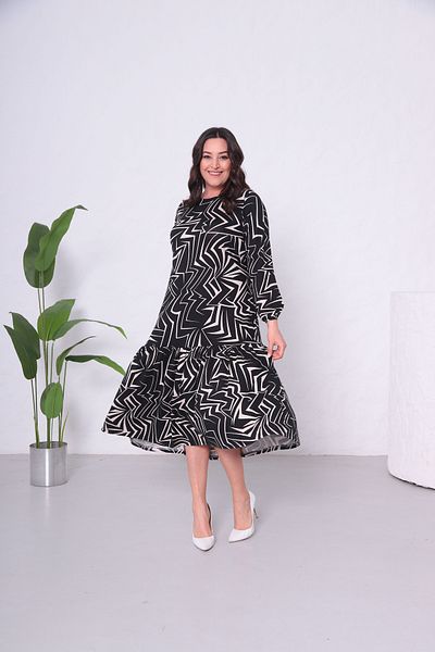 THE CABIN Γυναικεία Φούστα Plus Size Πλισέ Φόρεμα Μαύρο