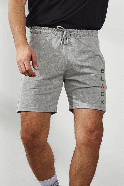 DEEPSENCE Ανδρικό σορτς Jogger Slim Fit σε γκρι χτενισμένο βαμβάκι - Καλοκαίρι