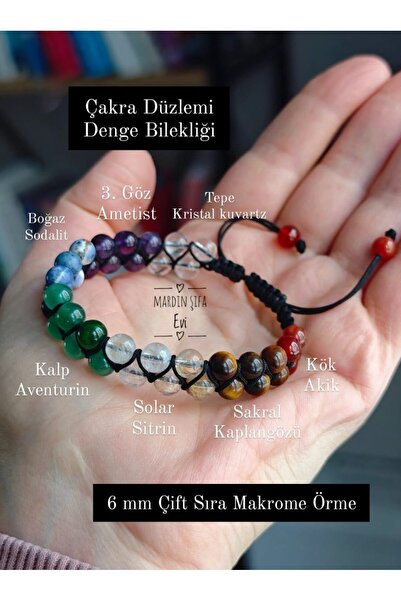 Doğaltaş Çakra Denge Çift Sıra Örme Bileklik (6mm)