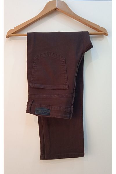 LA CARTE Mom Model High Waist Brown Cotton Trousers