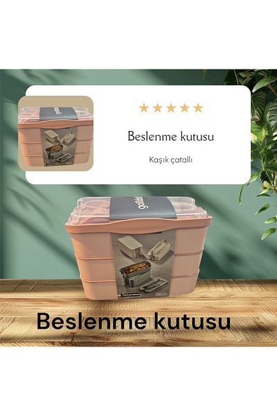 Gondol Diet - Lunch Box - 3 Layer Lunch Box with Spoon and Fork