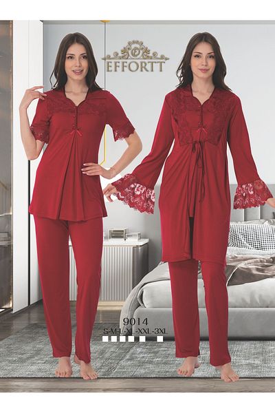 Maison Mila Maternity and Maternity Sleepwear Set with Effortt Sleeves Lace Detail Dressing Gown