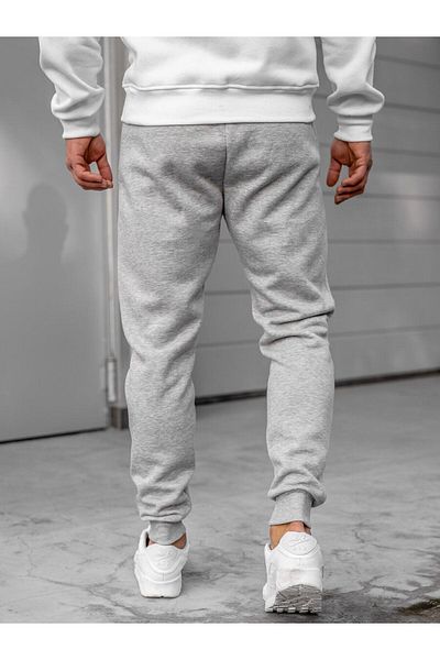 Relax family xf Ανδρικό γκρι καστόρι με στάμπα Slim Fit Sweatpants Skinny Leg Jogger