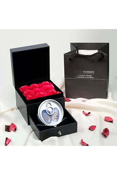 Arnas Toys İnci Kolyeli Sevgiliye Hediye Mesajlı Aşk Kırmızı Gül Kutusu