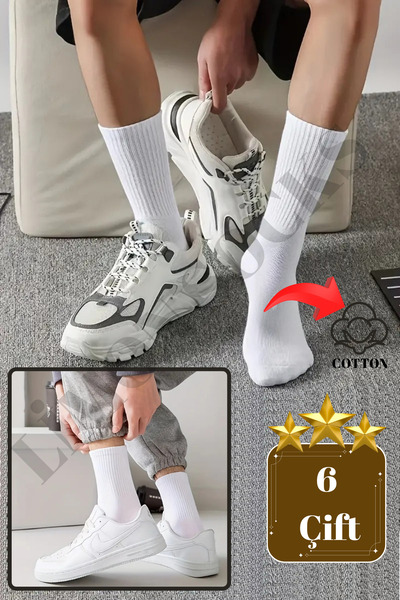 Limon Socks 6 чифта тенис чорапи от рипсено кадифе, бели унисекс – първокачествени памучни чорапи с дължина до глезена