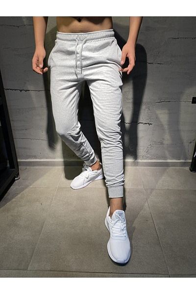 DEEPSENCE Ανδρικό γκρι Slim Fit Jogger Sweatpants - Skinny Leg, βαμβακερό, ράστερ