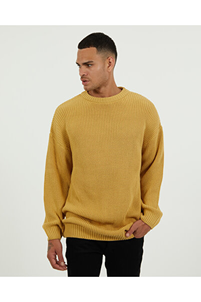 elkumoda Double Layer Knitted Non-Pilling Cotton Knitwear Pullover Oversize Loose Crew Neck Sweater