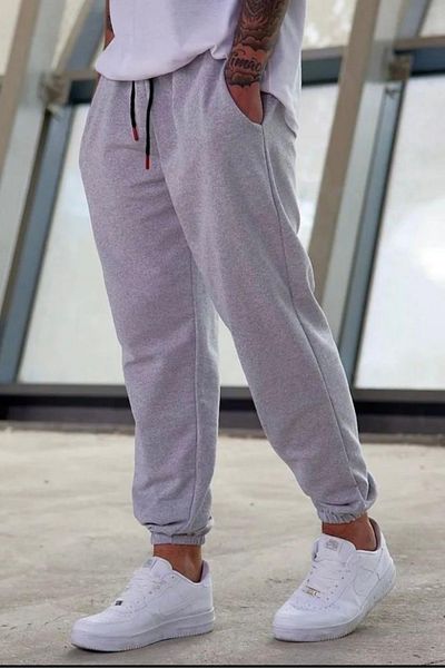 Relax family xf Ανδρικό γκρι βαμβακερό Jogger Sweatpants - με ελαστικό πόδι και τσέπες