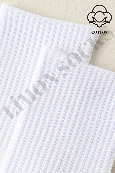 Limon Socks 6 чифта тенис чорапи от рипсено кадифе, бели унисекс – първокачествени памучни чорапи с дължина до глезена