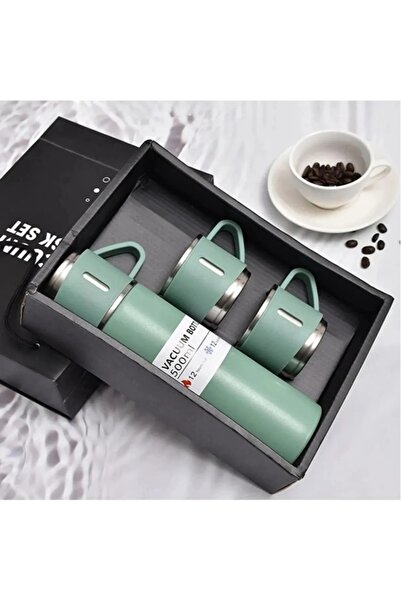 OMZ Stainless Steel Thermos 2 Color Options 550 ml Thermos Set with 3 Cups Vacuum Thermos Set >550 ml Pasl