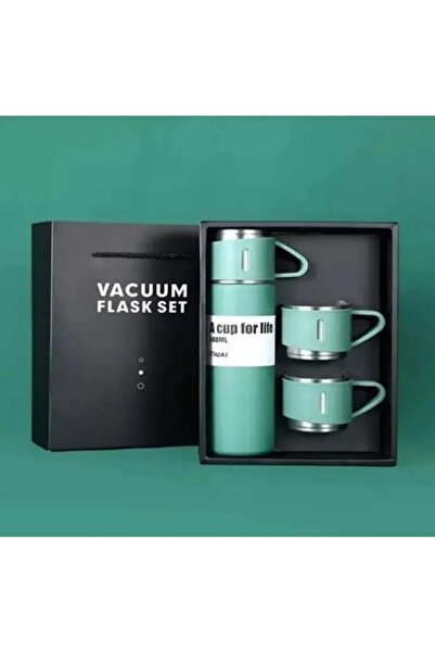 OMZ Stainless Steel Thermos 2 Color Options 550 ml Thermos Set with 3 Cups Vacuum Thermos Set >550 ml Pasl