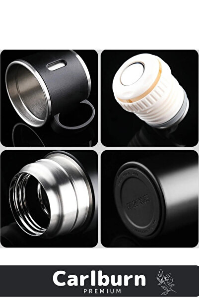 GiralStore Stainless Steel Black 3-Piece Cup Set Picnic Camping School Serving and Catering Water Soft Drink Tea Thermos Bottle