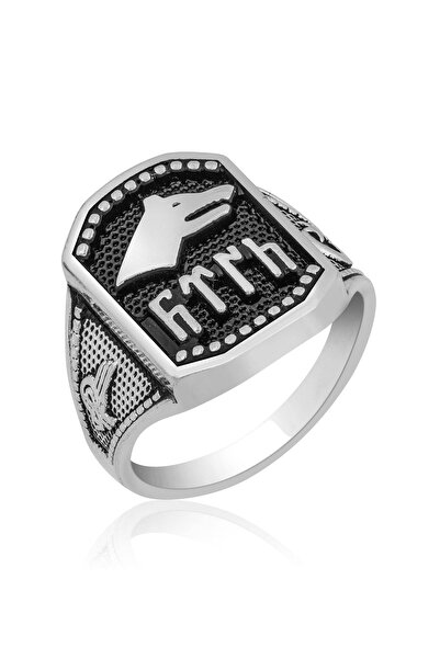 Ervanur Gümüş Kaplama Göktürkçe Türk Kurtbaşı Erkek Yüzük ENG5858118