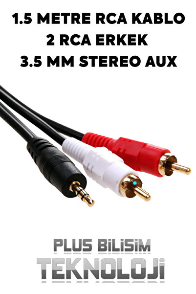 Plus Bilişim Platoon 1.5 Metre Rca Kablo 2 Rca Erkek 3.5 Mm Stereo Erkek 2 Rca Lale Tos 1 Stereo Aux Ses Kablosu