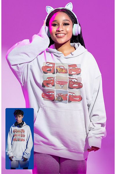 Fuddy Moda Unisex Oversize Lightning Cars Printed Door Sweatshirt 95% Speed Hoodie
