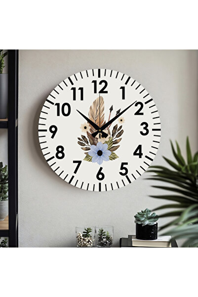 M&H Quality Ceas de perete imprimat UV cu cifre turcești decorative cu model de flori (silencios) Mecanism acarien Scorpion metalic
