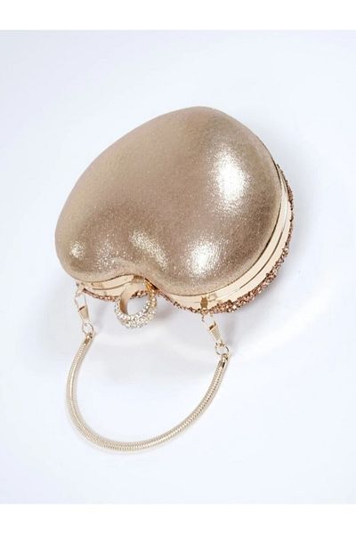 çantamgelsin Γυναικεία βραδινή τσάντα φόρεμα Pearl Gold Heart